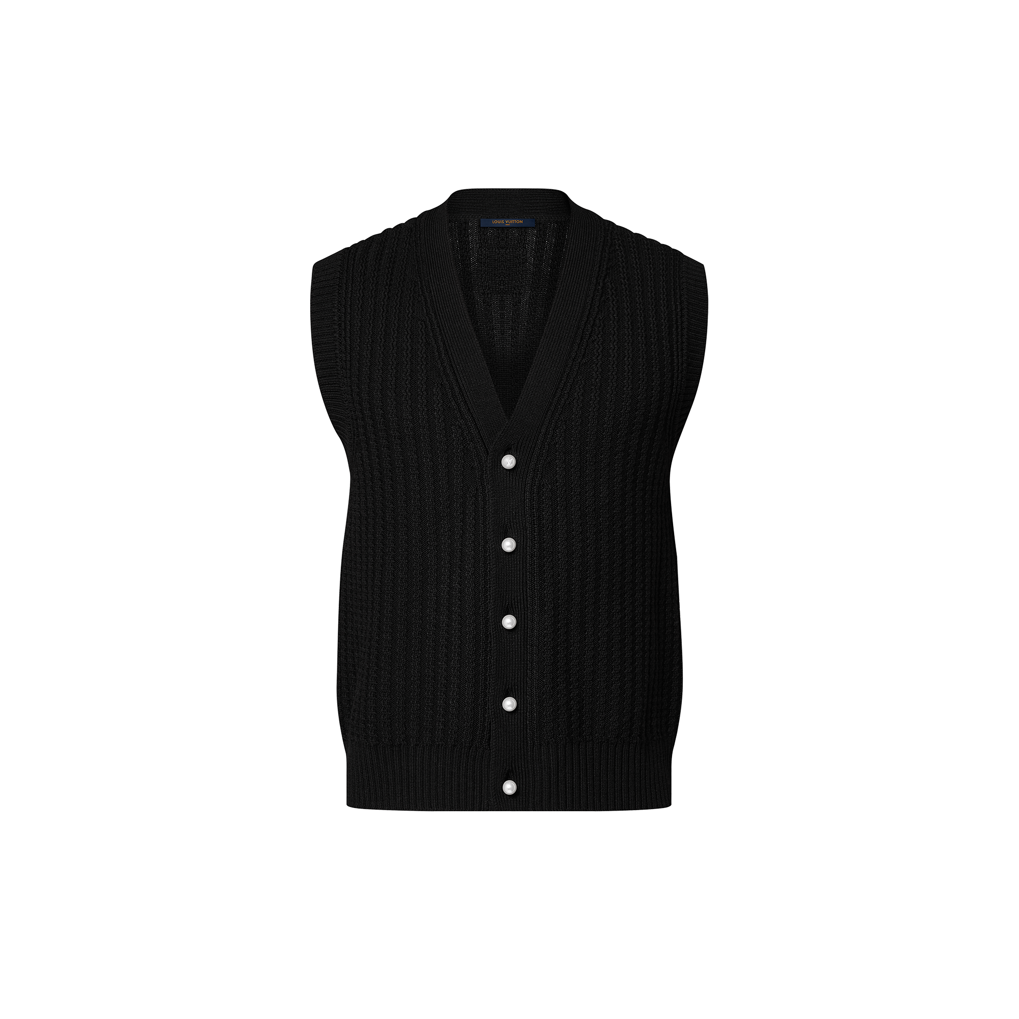 VNeck Merino Wool Vest With Cable Pattern ReadytoWear 1AFIVC